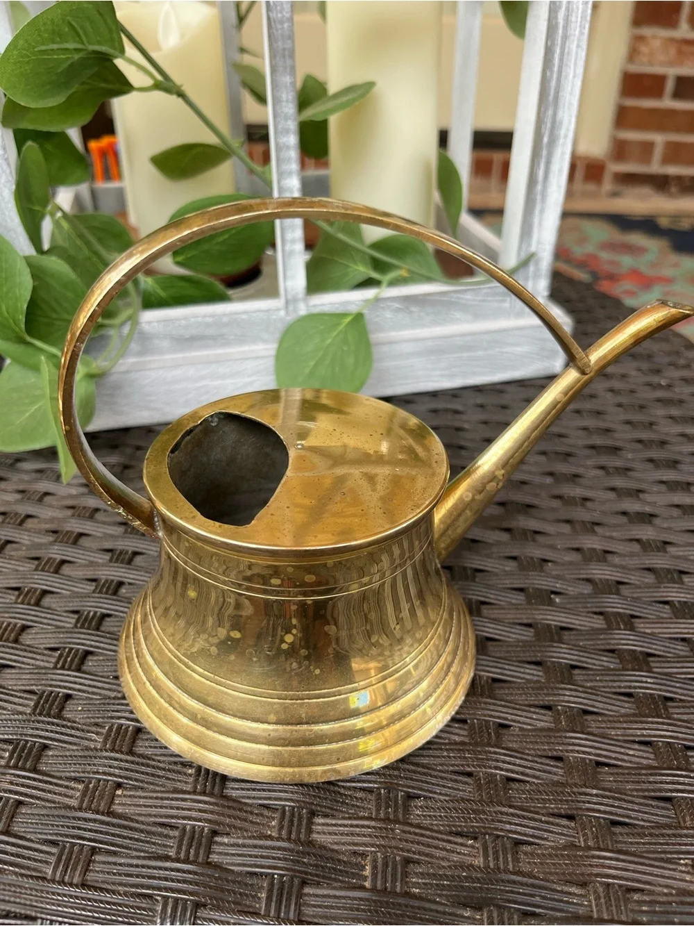 Brass Watering Can and Floral Bowl Set - Golden Brass Décor